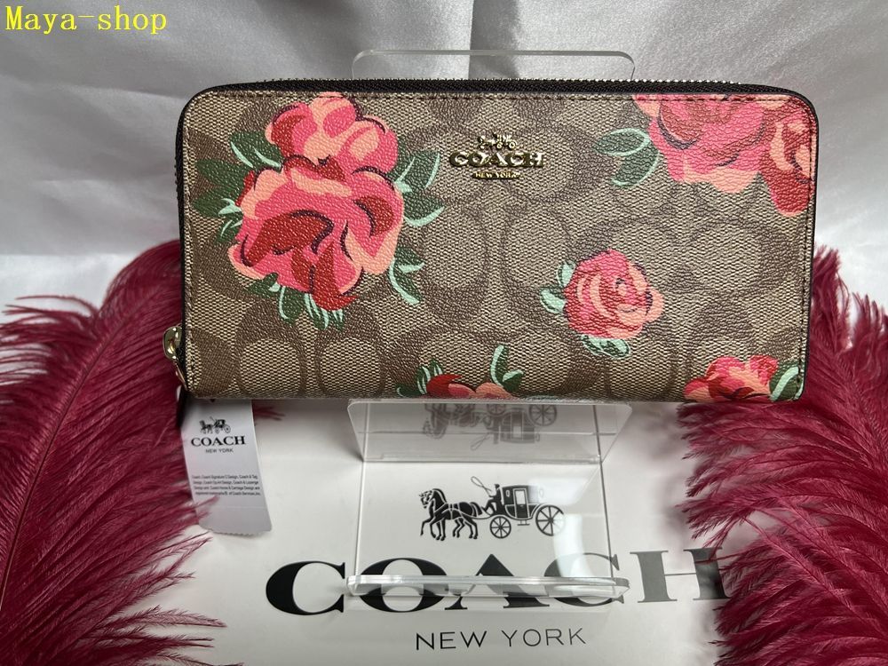 コーチ COACH 長財布 財布  シグネチャー フローラル プリント アコーディオン ジップアラウンド クリスマス プレゼント クリスマス 贈り物 ギフト 財布 レディース 新品未使用 184 F39189 12