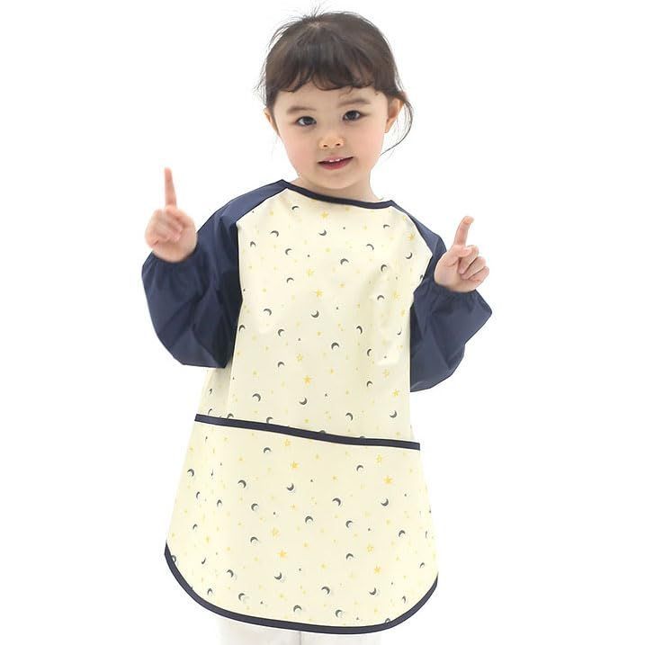 Star Moon_2XL [プリエ] 子供用 キッズ ユニセックス 防水 絵画 スモック エプロン1歳-10歳用 (S-XXL size)， Star Moon (61-XXL)