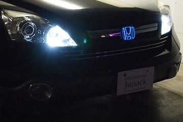 M s RG RK ステップワゴン 2005.05-2015.03 Junack フロント LEDトランスエンブレム スリムライン ブルー 青 ジュナック 社外 パーツ 部品 外装 カスタム LTE-H1 要在庫 BRIGHTFACE_UK