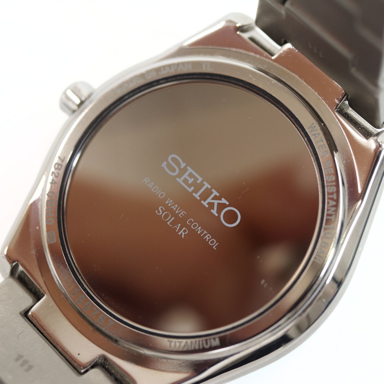 セイコー SEIKO 電波ソーラー 腕時計 7B24-0BH0 チタン製 デイト付き 