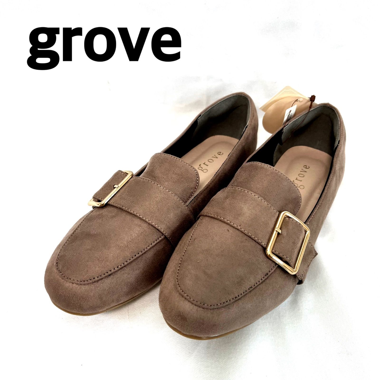 ✨新品✨grove グローブ フラットローファー スウェード ゴールド金具