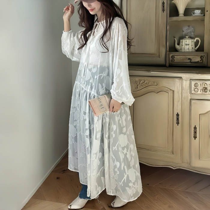 エレガント×清涼感♪パフスリーブの夏ロングワンピース 楽天市場】結婚式 ワンピース ロングワンピ 袖あり パフスリーブ