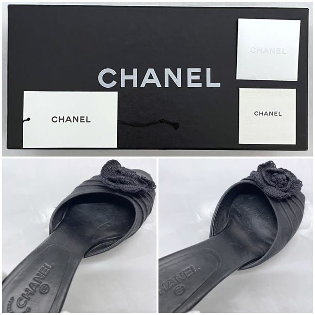 シャネル ミュール ブラック ココマーク 美品 22.5cm レザー ウール  