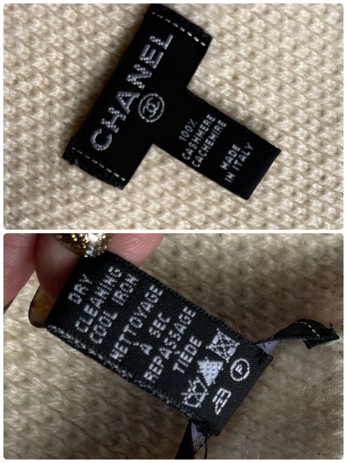 希少 CHANEL シャネル カシミヤ マフラー ココマーク チャーム
