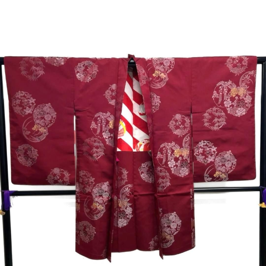 アンティーク 羽織 金糸 花紋 牡丹 八重桜 菖蒲 橘 菊 着物 102b d