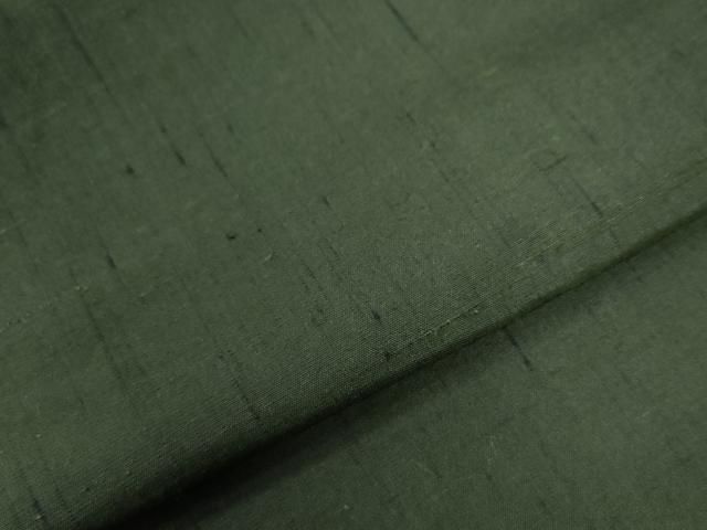 平和屋着物○男性 紬 アンサンブル 色無地 黒緑色 正絹 CAAW7721yc