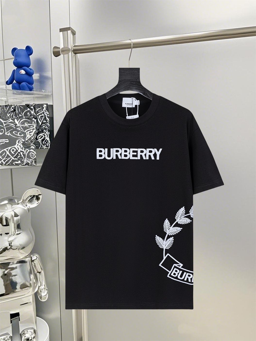 BURBERRY ロゴTシャツ Burberry Burberry Logo Embroidered T-shirt Black Men's