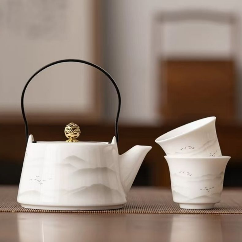 新しい未使用 茶器セット 提梁壺 持ち樋付き急須 ティーセット