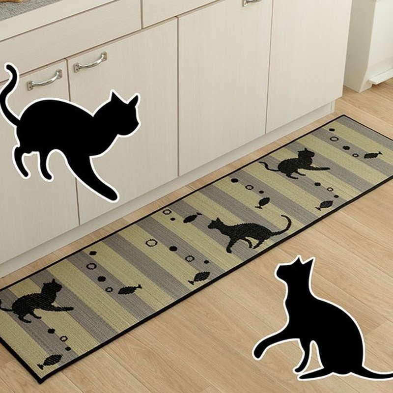 キッチンマット 240×60cm 猫柄 ネコ ねこ 日本製 国産い草 キッチン 夏用 ラグカーペット 滑り止め付き - メルカリ