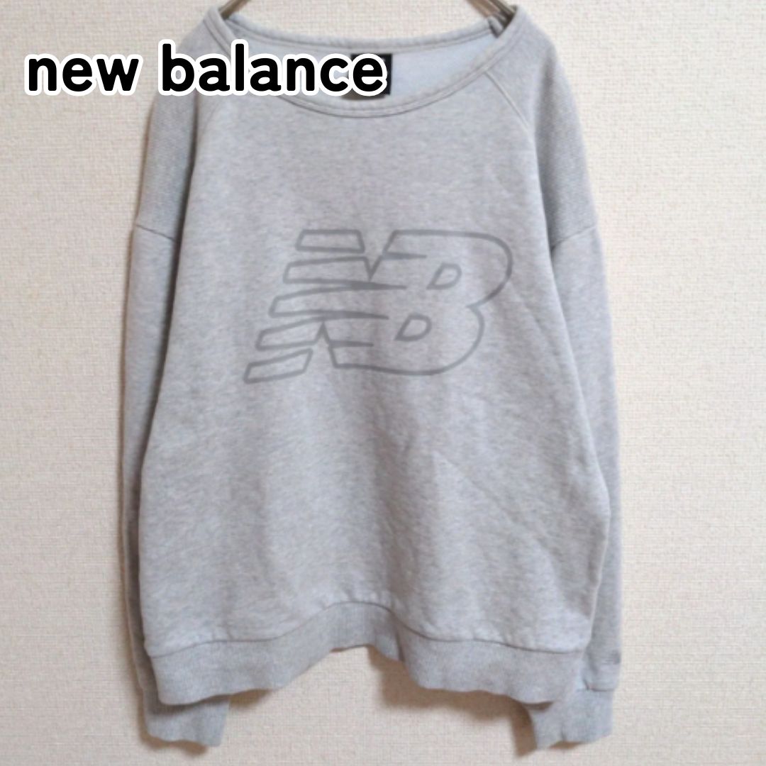 new balance ニューバランス L グレー デカロゴ スウェット トレーナー