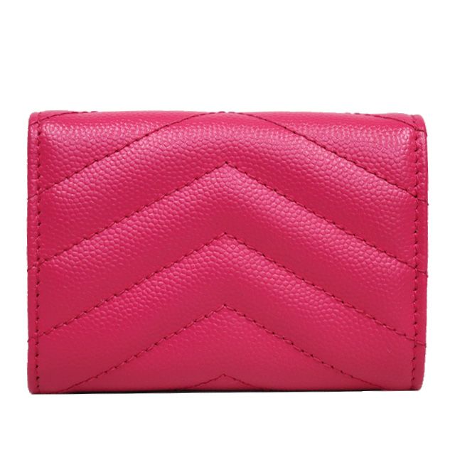 YSL ピンク 二つ折り財布 美品）サンローラン SAINT LAURENT YSL コンパクト ウォレット