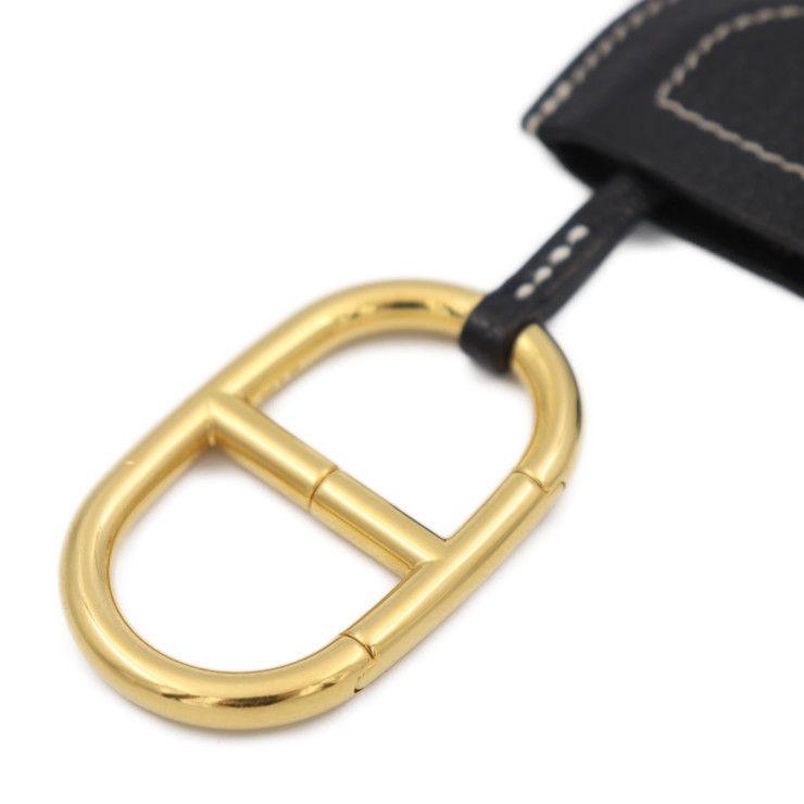 HERMES エルメス キーホルダー シェーブル ブラック ゴールド金具  