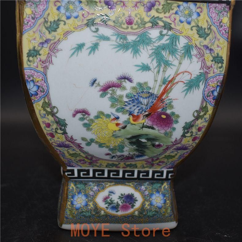 清乾隆琺瑯彩四方花鳥尊瓶 景徳鎮 陶磁器 装飾品 現代工芸品