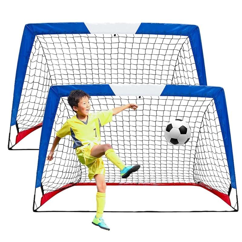 L RUNNZER サッカー ゴール 子供用 、サッカー ゴール折畳み 2個セット折りたたみポータブルサッカーゴール フットサル用ゴール ミニ 室内 屋外 庭 こども 折り畳み 収納バッグ付きサイズ:137cm×76cm 1
