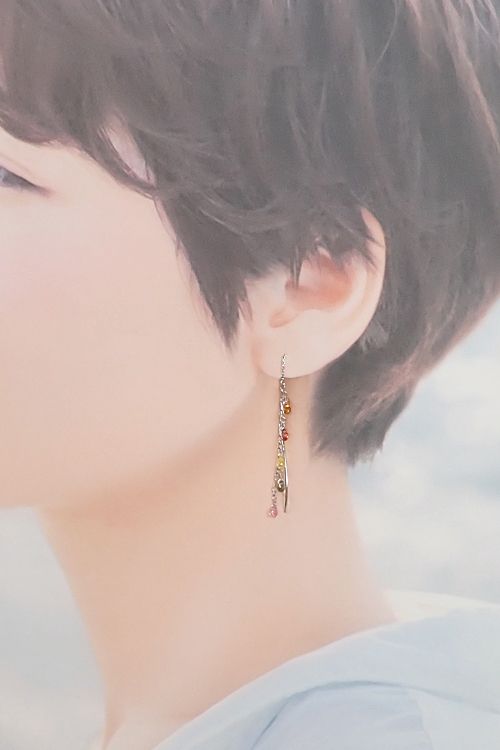 サファイア ピアス K18ホワイトゴールド チェーン ドロップ 雫 しずく  