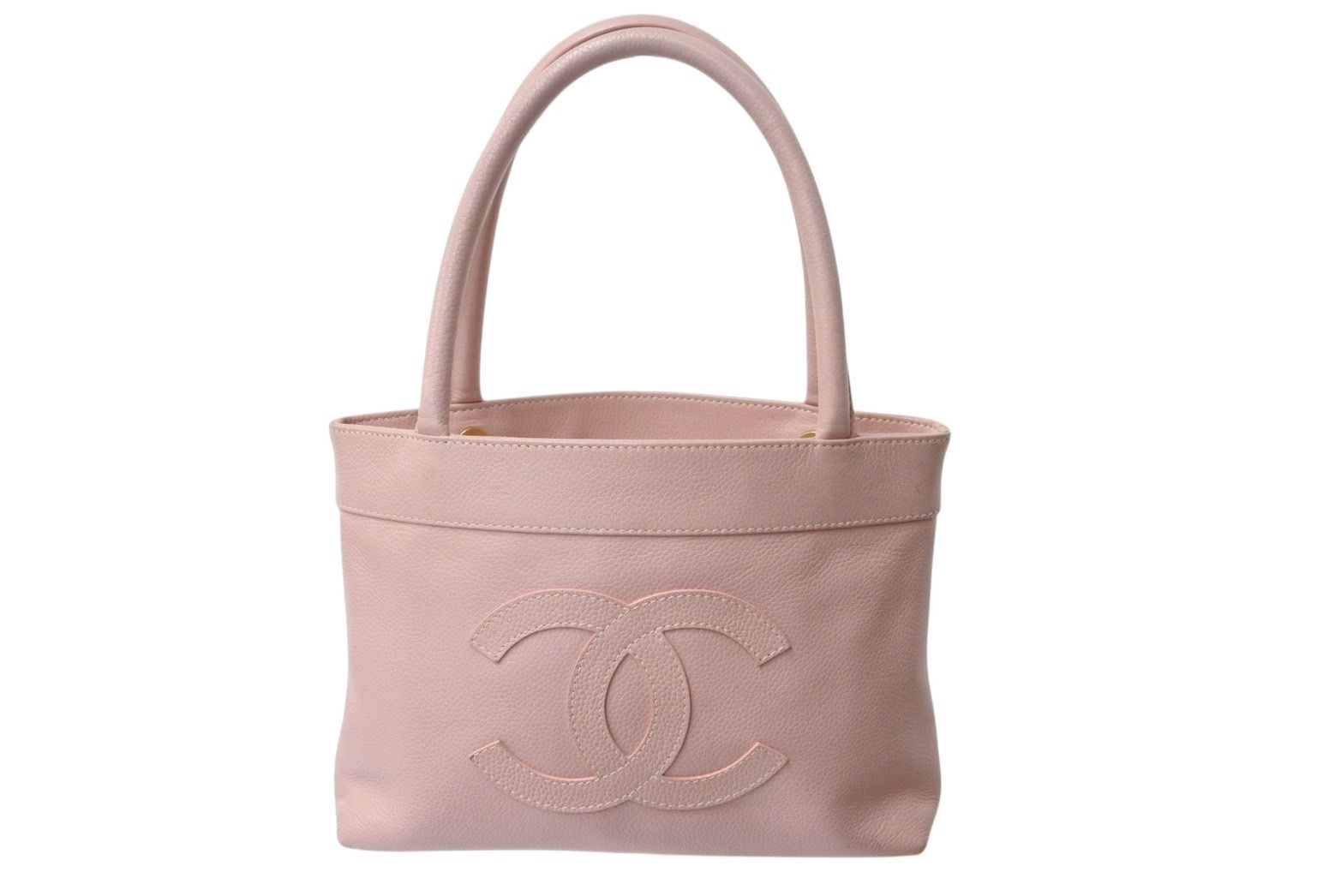 CHANEL シャネル ハンドバッグ ココマーク 9番台 キャビアスキン ココマーク パッチ ピンク ゴールド金具 イタリア製 4b002900