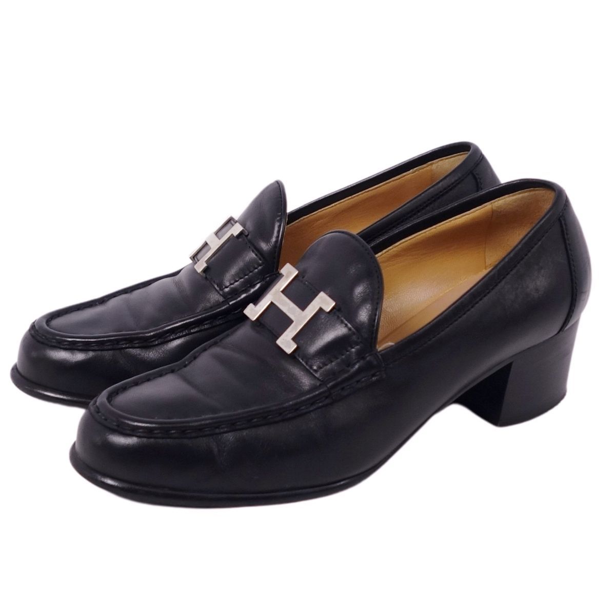 エルメス　コンスタンス　ローファー　レザー　H金具　ゴールド　ヒール　モカシン エルメス HERMES ローファー モカシン ヒール コンスタンス H