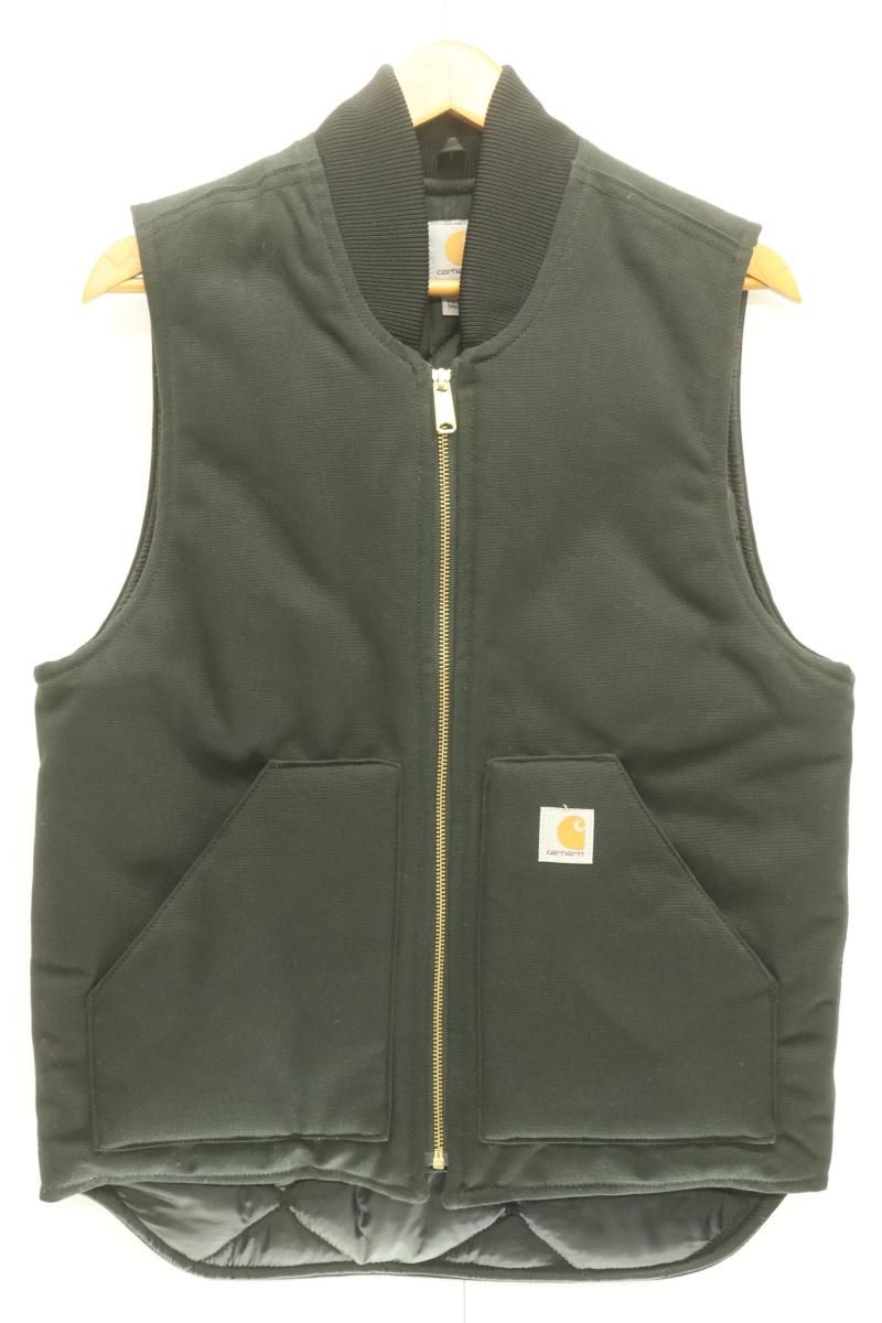 Carhartt メンズベスト ジレ S DUCK VEST ARCTIC QUILT Carhartt S 黒 ブラック ロゴ