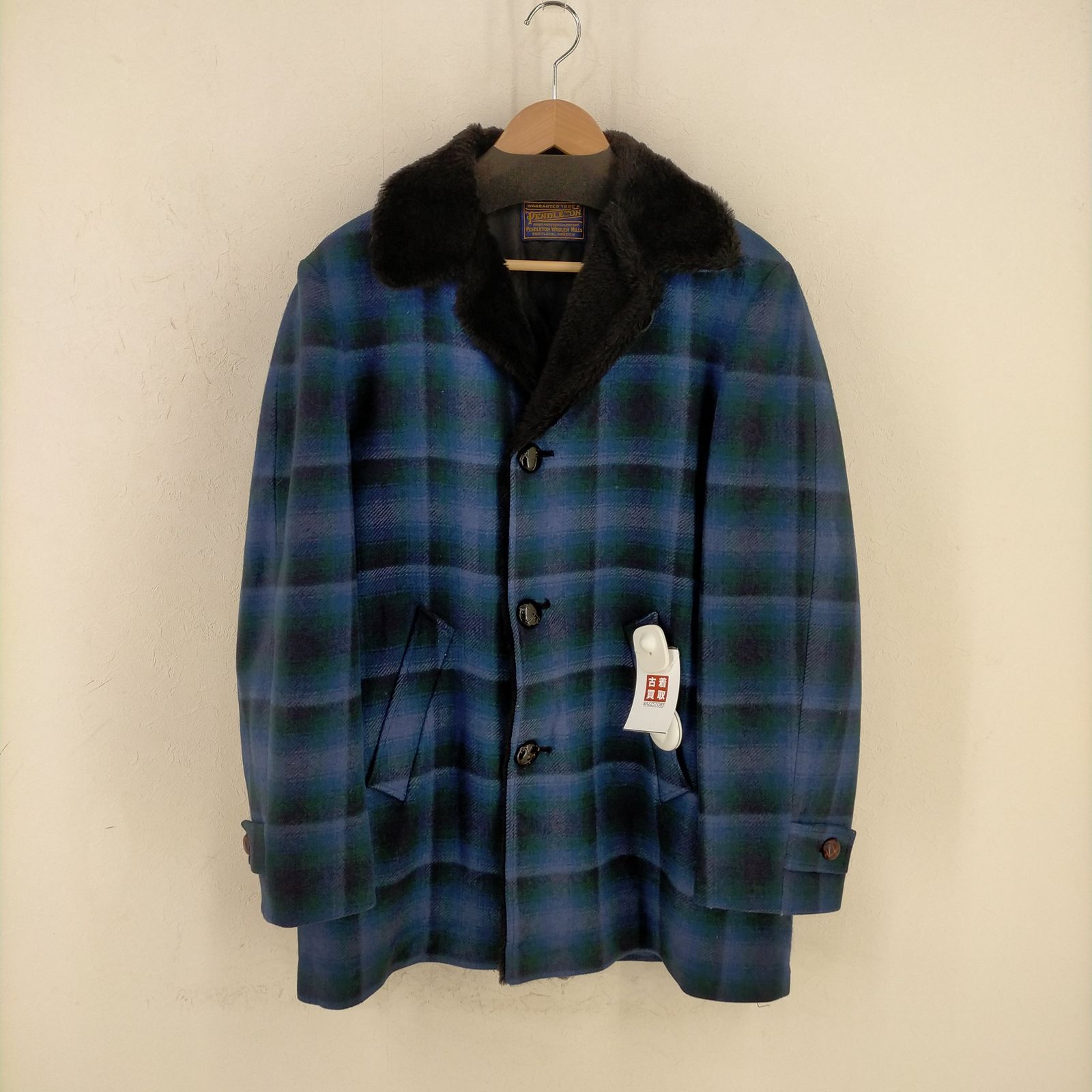 【希少】70s オンブレチェック　ウールボアコート ペンドルトン PENDLETON 70s 襟ボア オンブレチェックハーフコート
