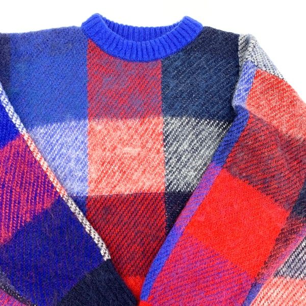 Sacai plaid Knit 22-02858M 22AW ニット セーター クルーネック チェック柄 メンズ サイズ3 ブルー/レッド サカイ  トップス DM12493□ - メルカリ