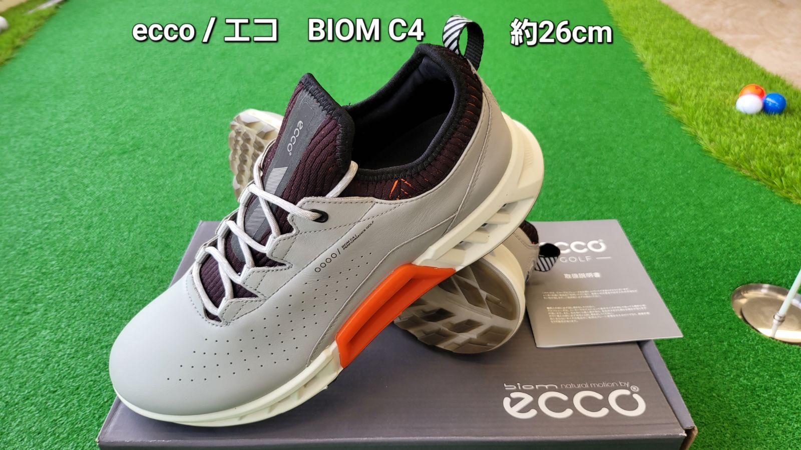 美品 【エコー ecco】 NATURAL MOTION レザー ゴルフシューズ (メンズ) グレー×レッド size44 ◎2MZ5106◎ 極美品□ecco エコー25.5バイオム レザースニーカー ブラック 黒