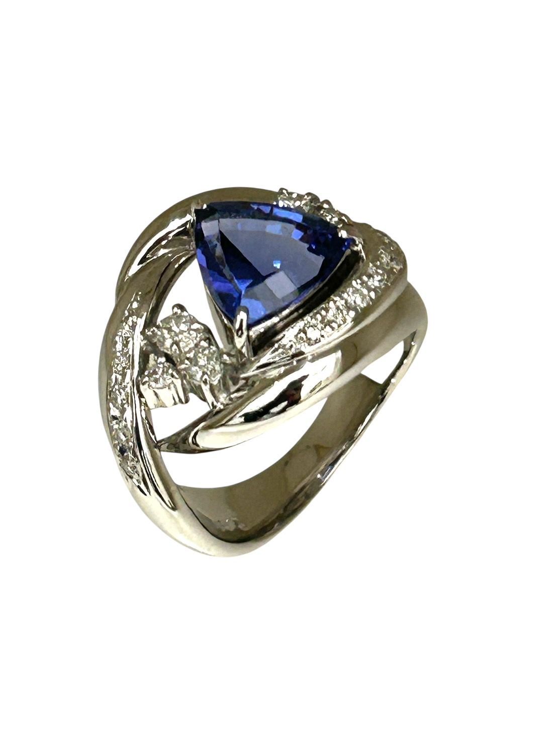 新品仕上済み Pt900 天然 タンザナイト ダイヤモンド リング TZ:2.80ct