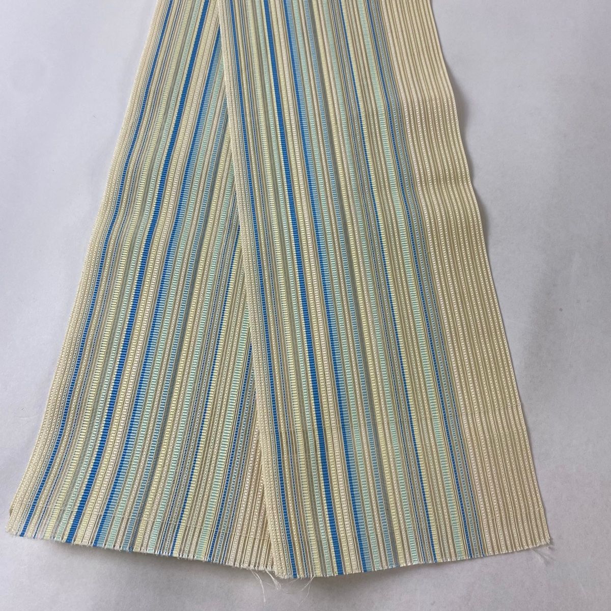 半幅帯 名品 夏帯 縞 クリーム 正絹