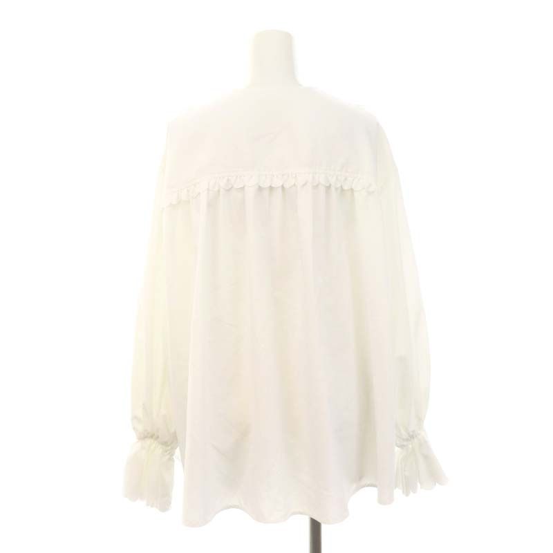 ヨリ yori 22AW スカラップカットワークブラウス ノーカラー 長袖 F