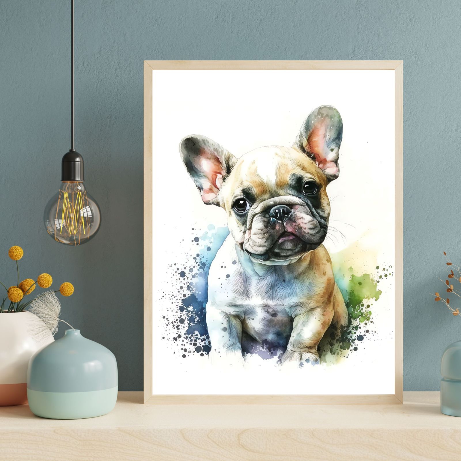 フレンチブルドッグ 犬アート インテリアポスター 水彩 いぬの絵 可愛い - メルカリ