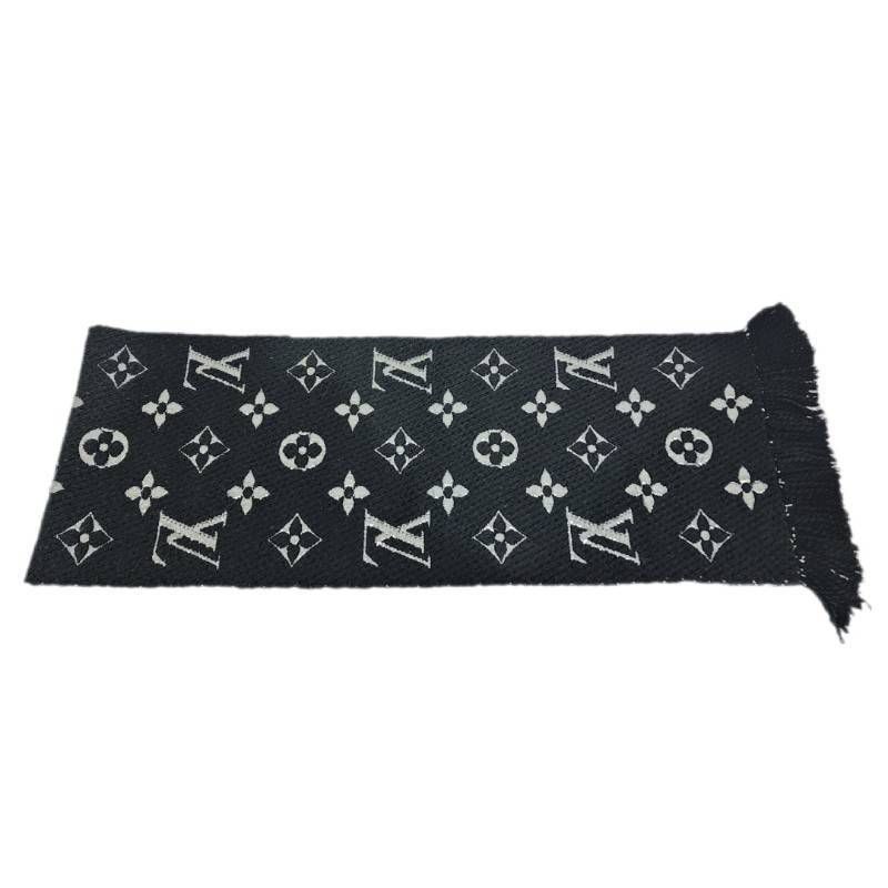 LOUIS VUITTON ルイヴィトン エシャルプ ロゴマニア シャイン M75833 ブラック ウール シルク マフラー レディース 12510K34