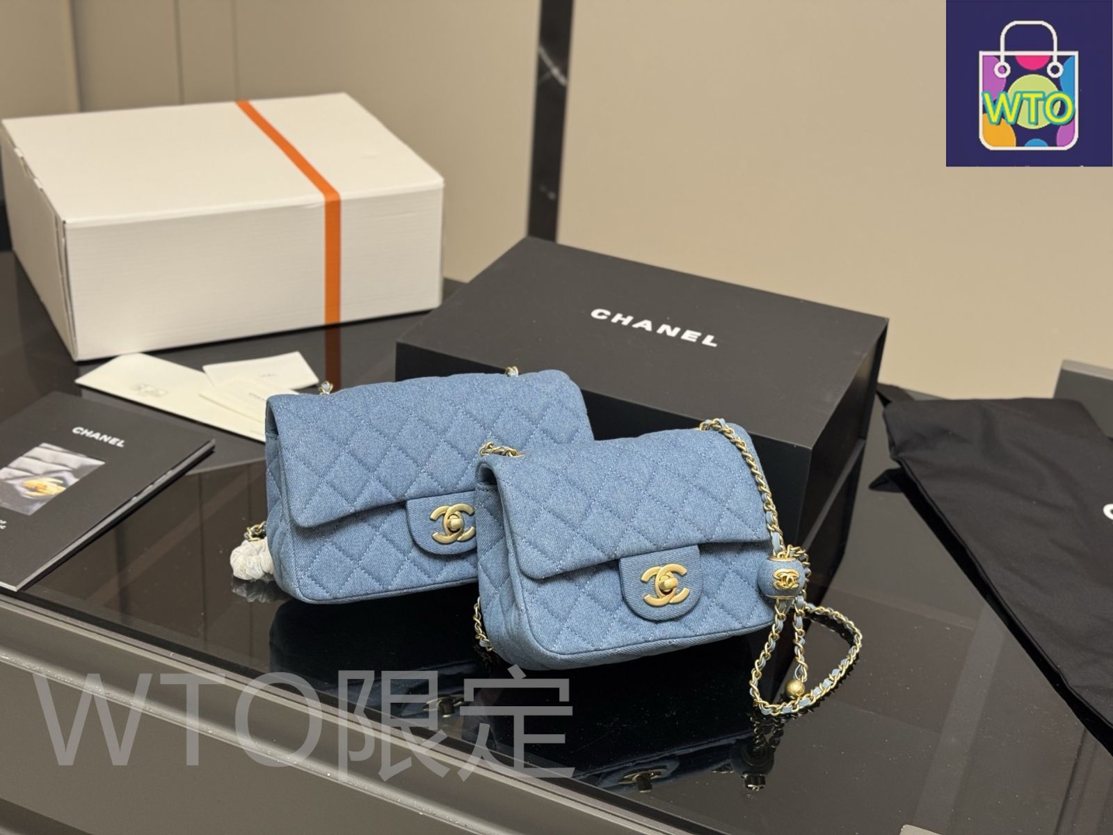 お洒落【CHANEL】25P 限定 デニム チェーン フラップバッグ 今日特価】Chanel Denim Flap Bag with Gold Ball Chain
