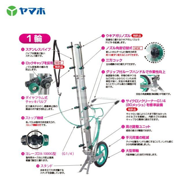ヤマホ 野菜用 カートジェッターGR型 1輪タイプ G1|4 12頭口 191370