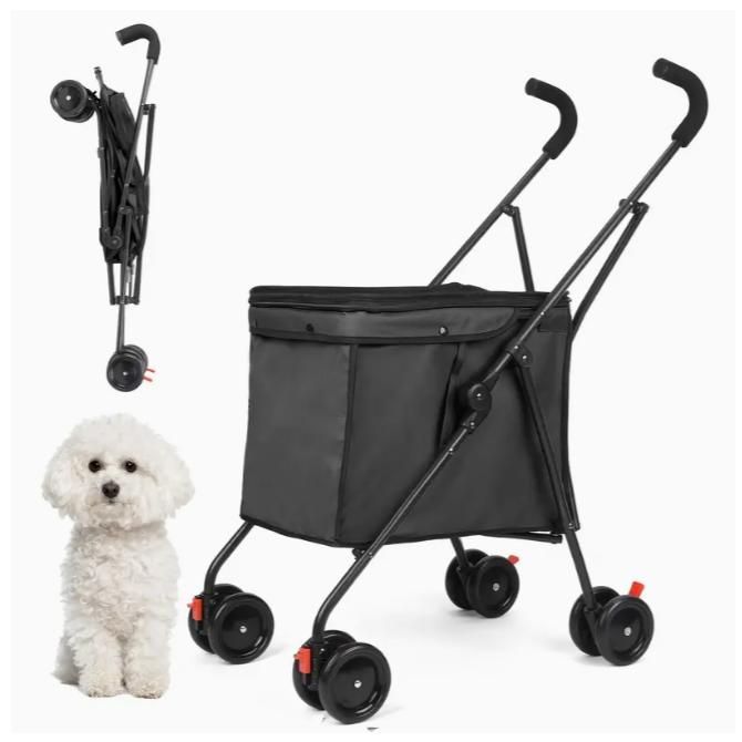 多機能ピンク犬用ストローラー＆ショッピングカート - 耐久性のあるオックスフォード生地 操作性の良い 安全なロックシステム