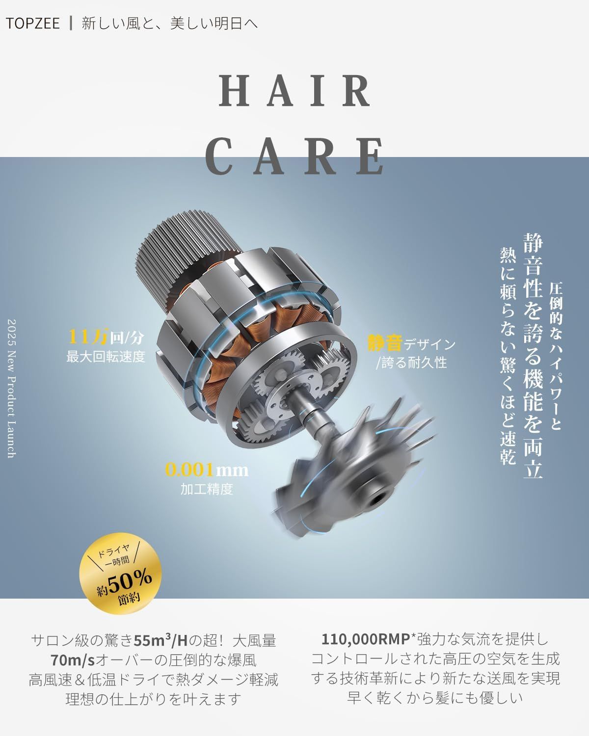 ドライヤー 「美髪×速乾」 TOPZEE ヘアドライヤー 70m/s 大風量 ドライヤー 「美髪×速乾」 TOPZEE ヘアドライヤー 70m/s 大風量