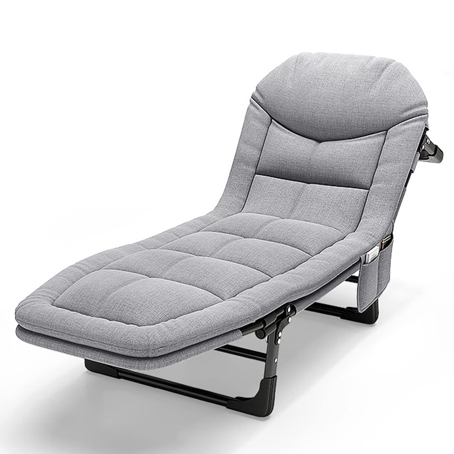 折りたたみベッド　簡易ベッド　ライトグレー　5段階調節　室内　アウトドア　防災 折りたたみベッド 簡易ベッド ライトグレー 5段階調節 室内