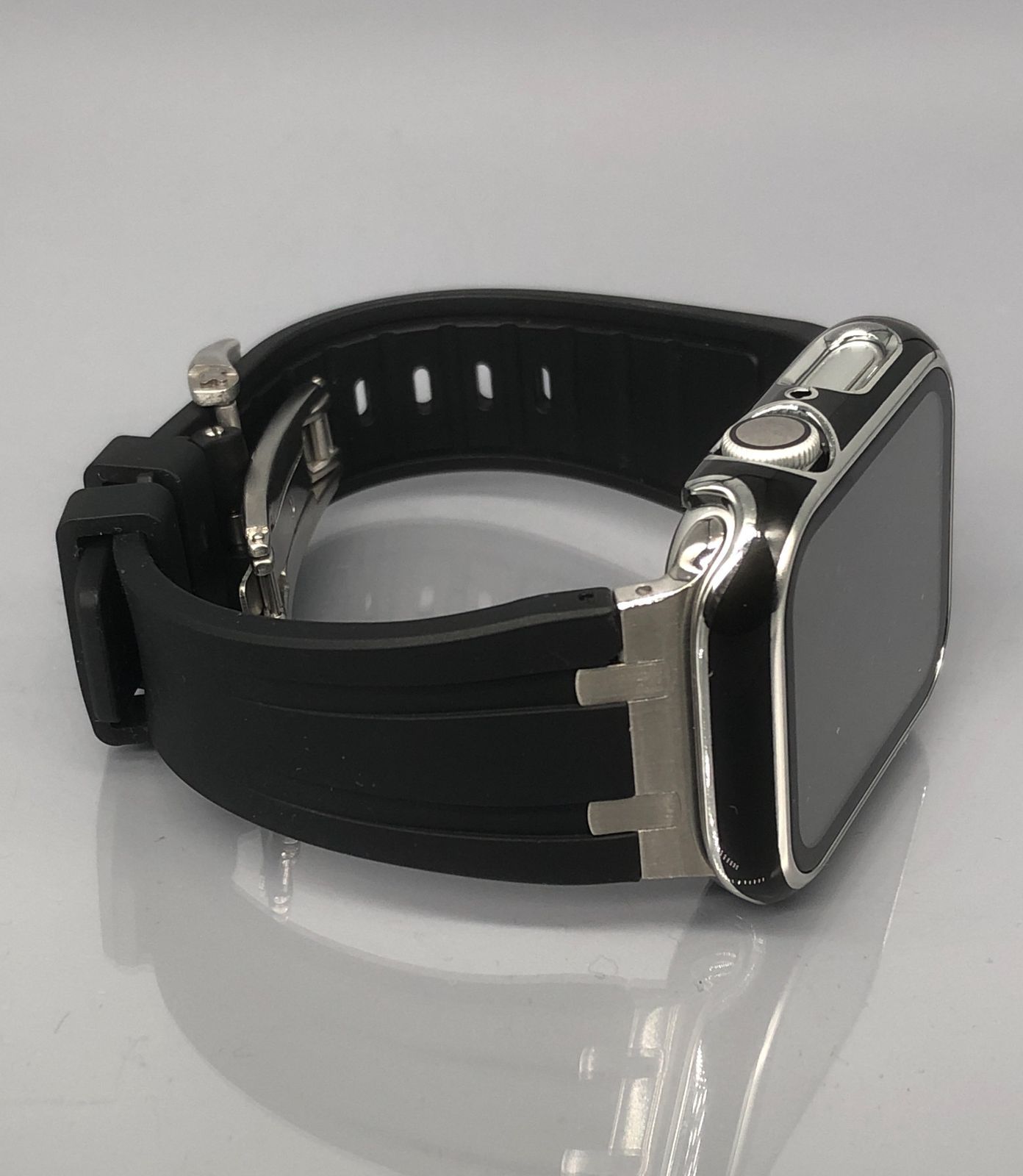 GimelZayinセット ブラック シルバー アップルウォッチ ラバーベルト Apple Watch ケース カバー ジルコン ウルトラ 38 mm 40 41 42 44 45 49 46 バンド