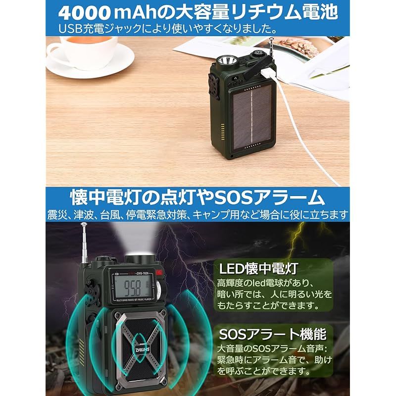 Amazon.co.jp: ZHIWHIS Bluetoothスピーカー 防災ラジオ FM/AM/短波