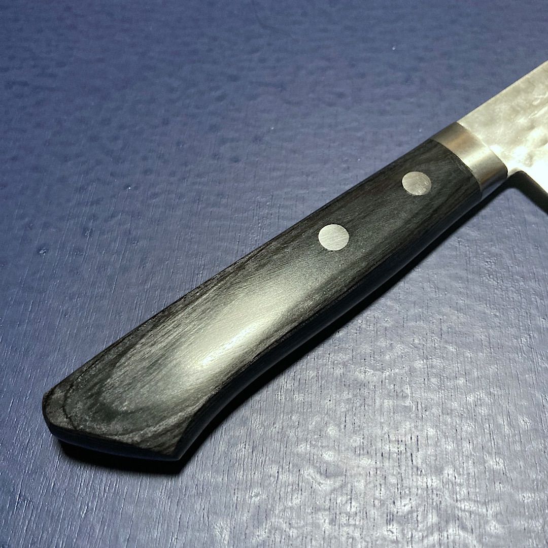 訓平作　菜切　包丁　165ｍｍ　槌目ダマスカス V金10号　黒柄　越前打刃物 imgrc0092171744.jpg