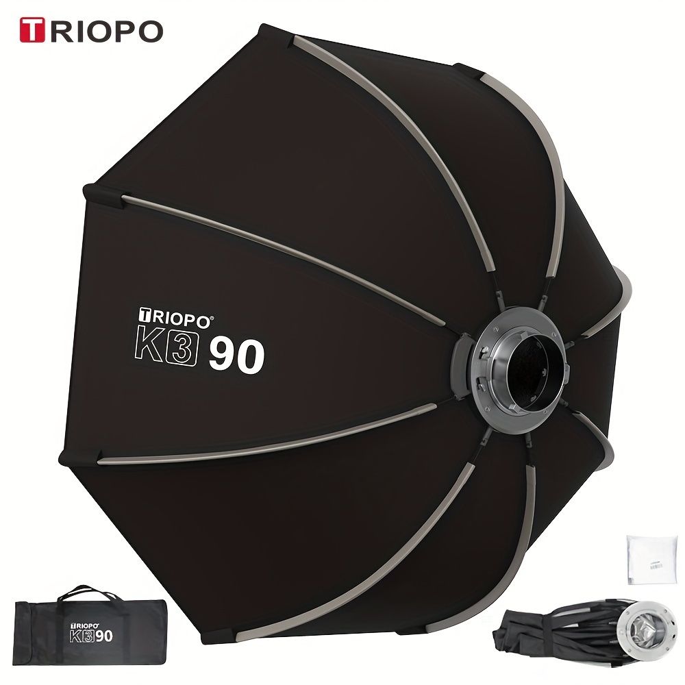 TRIOPO K3 90cm クイックセットオクタゴンソフトボックスボウエンスマウントゴドックスアプチュアソカニスタジオLEDビデオライト