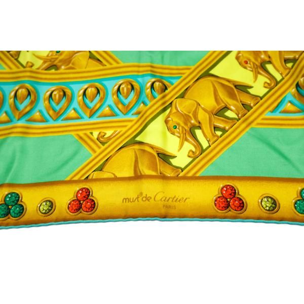 カルティエ Cartier シルク スカーフ（キラリ） 美品✨Cartier カルティエ シルク スカーフ ストール 宝石柄