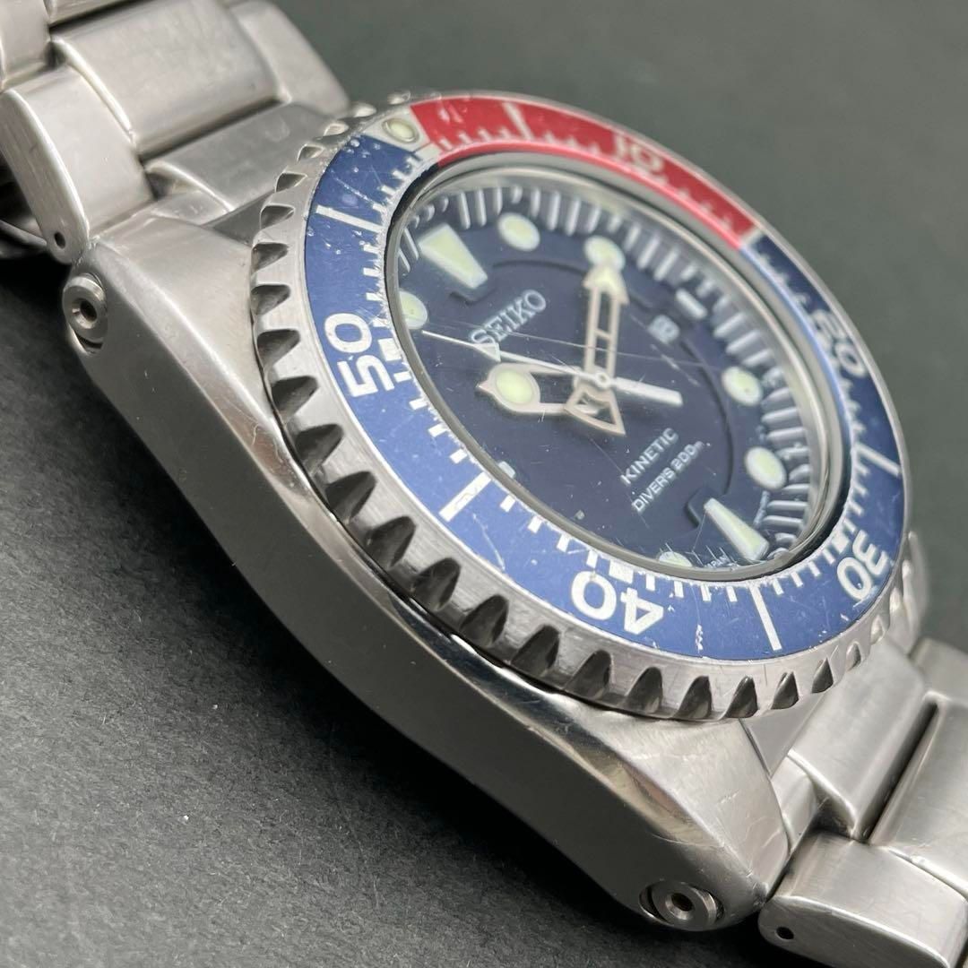 二次電池交換済】SEIKO キネティック 5M62-0BL0 ペプシベゼル KINETIC