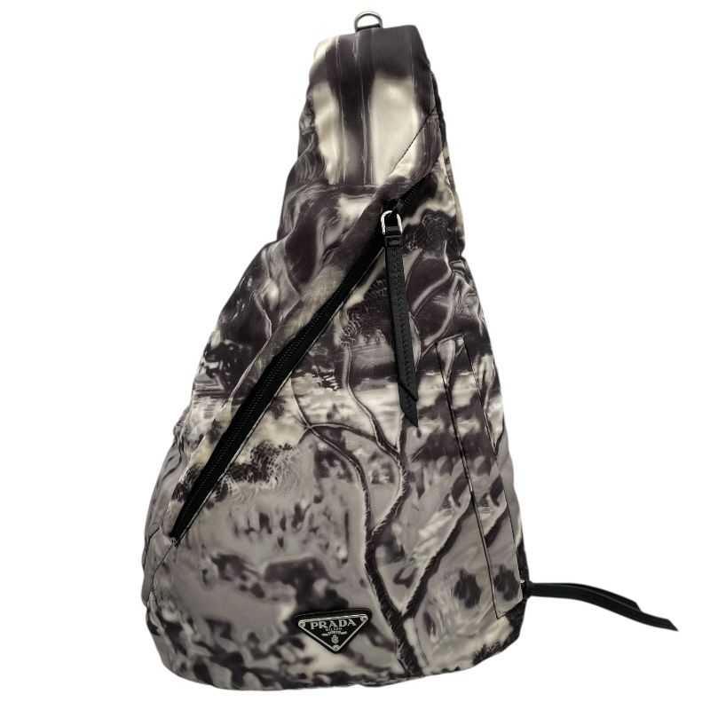 プラダ PRADA ボディバッグ 2 VZ 092 グレー ホワイト ナイロン メンズ
