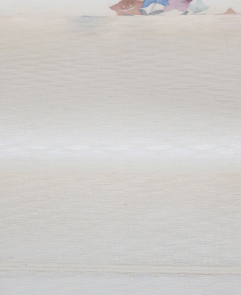 紗 櫛織 袋帯 正絹 ベージュ 桔梗 Lサイズ F7953 新品 夏帯 盛夏