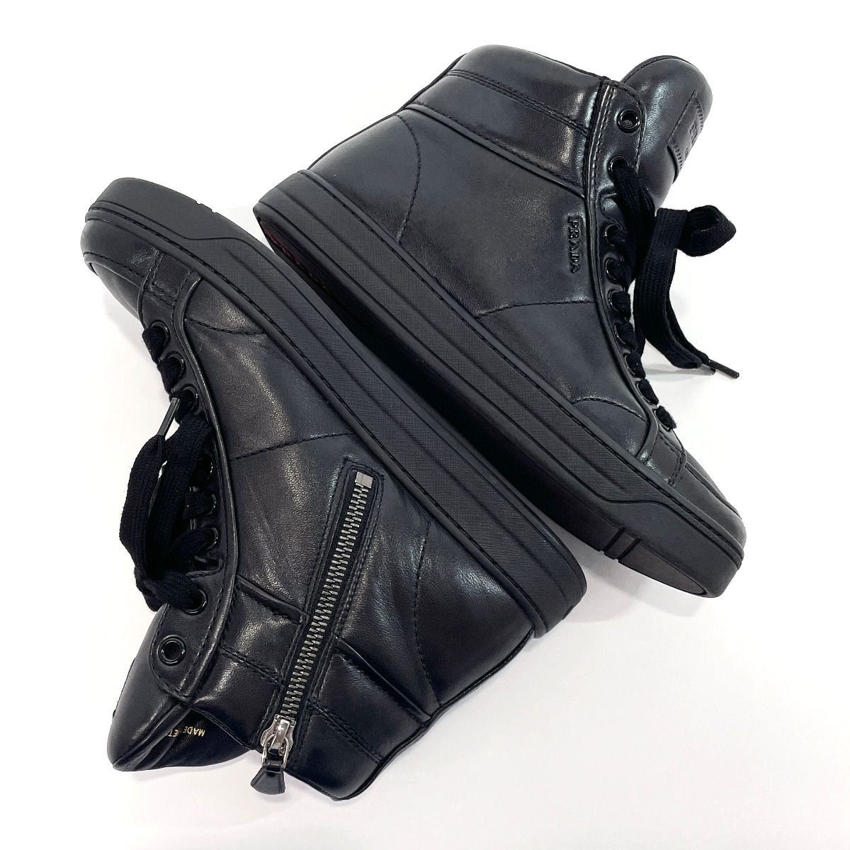 プラダ スニーカー ハイカット 3T5770 ブラック - メルカリ