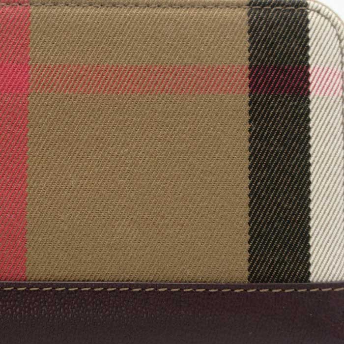 バーバリー 長財布 BURBERRY レザー コットン ハウスチェック