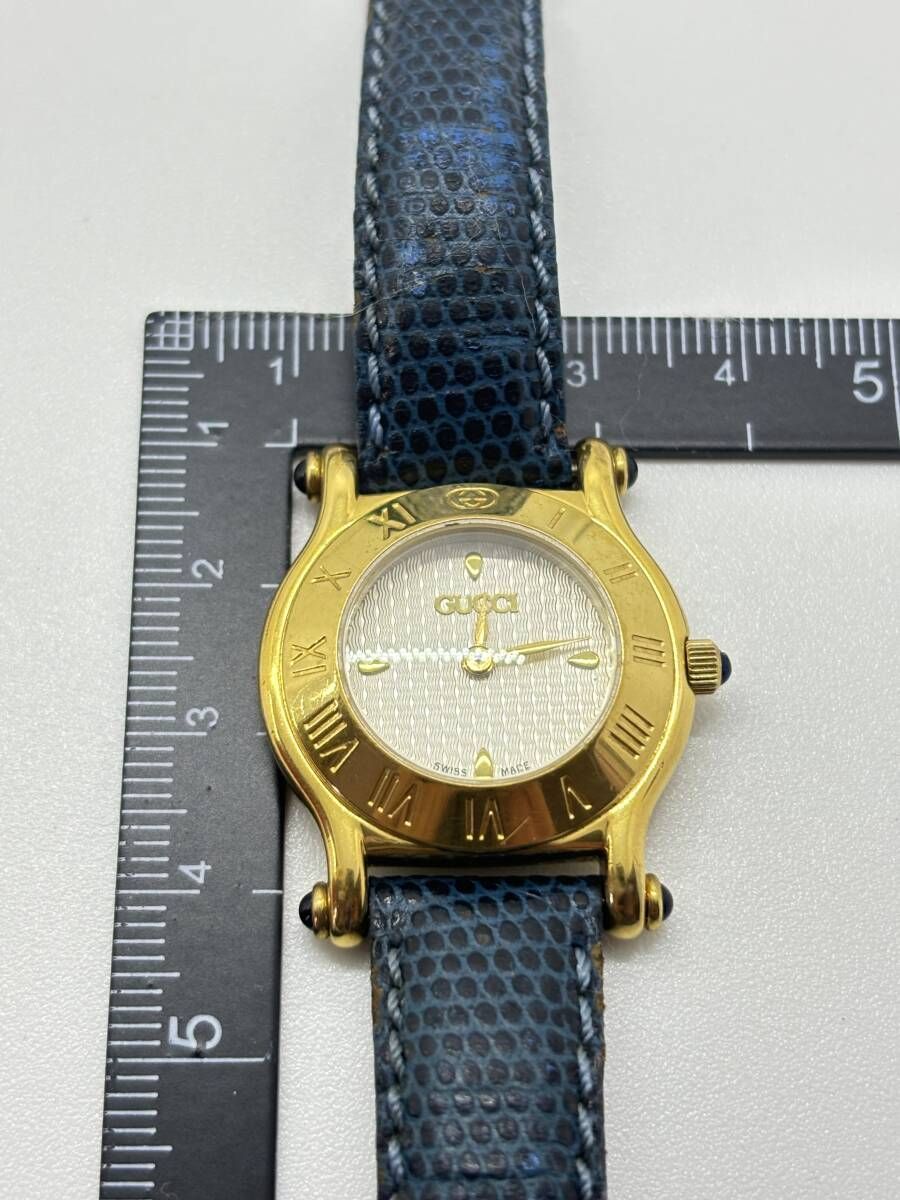 美品]GUCCI グッチ 6500L ローマ数字ダイヤル レザー 腕時計 稼動 美品