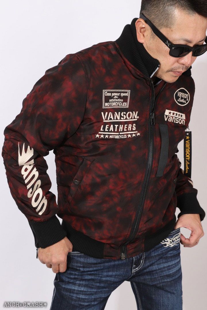 VANSON バンソン MA-1 ジャケット NVJK-2402 レッドタイダイ ウィング