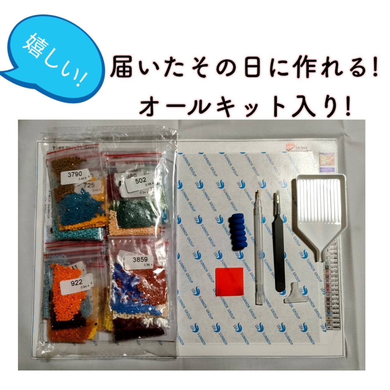 在庫処分TA-BOX ダイヤモンドアート キットA2size（square）ABビーズ1色プレゼントＴ－７４３「ハワイの海」全面貼り付け/樹脂ビーズ使用/色味数調整済み/国内発送  フルダイヤモンドアート ダイヤモンドアート初心者 ダイヤモンド刺繍 - メルカリ