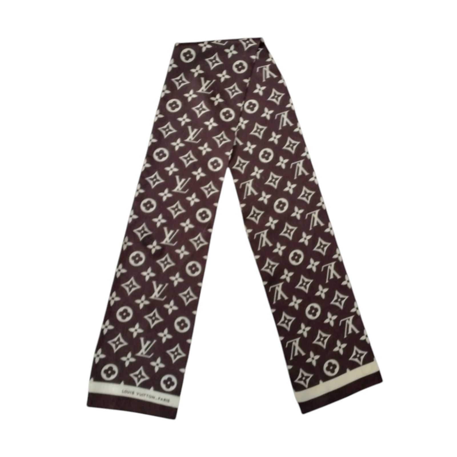 ルイヴィトン VUITTON スカーフ タイ バンドー 美品】LOUIS VUITTON バンドー リボンスカーフ タイ ルイ