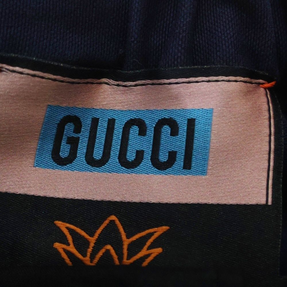 GUCCI (グッチ) 22SS サイドワッペンコットンパンツ ネイビー 44